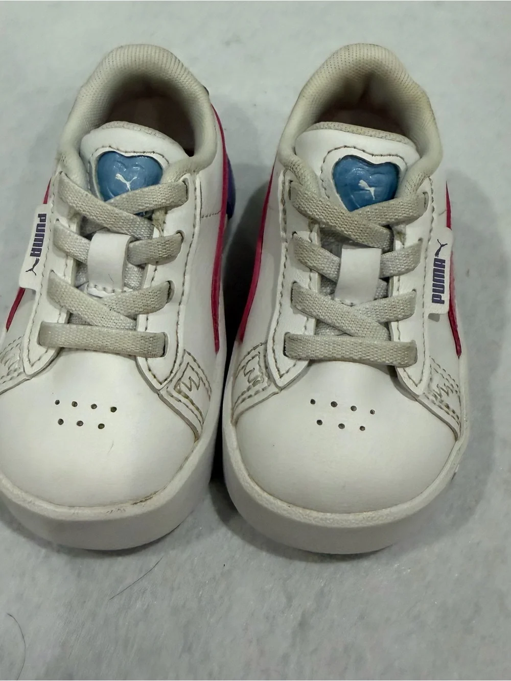 PUMA Toddler Girls White Pink Sneakers Size 5C